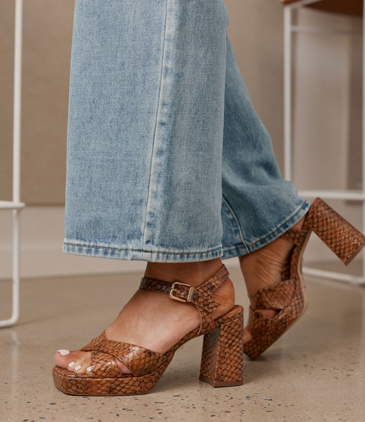 Runaway Python Leather Heels - CHRISSIE | Shouz