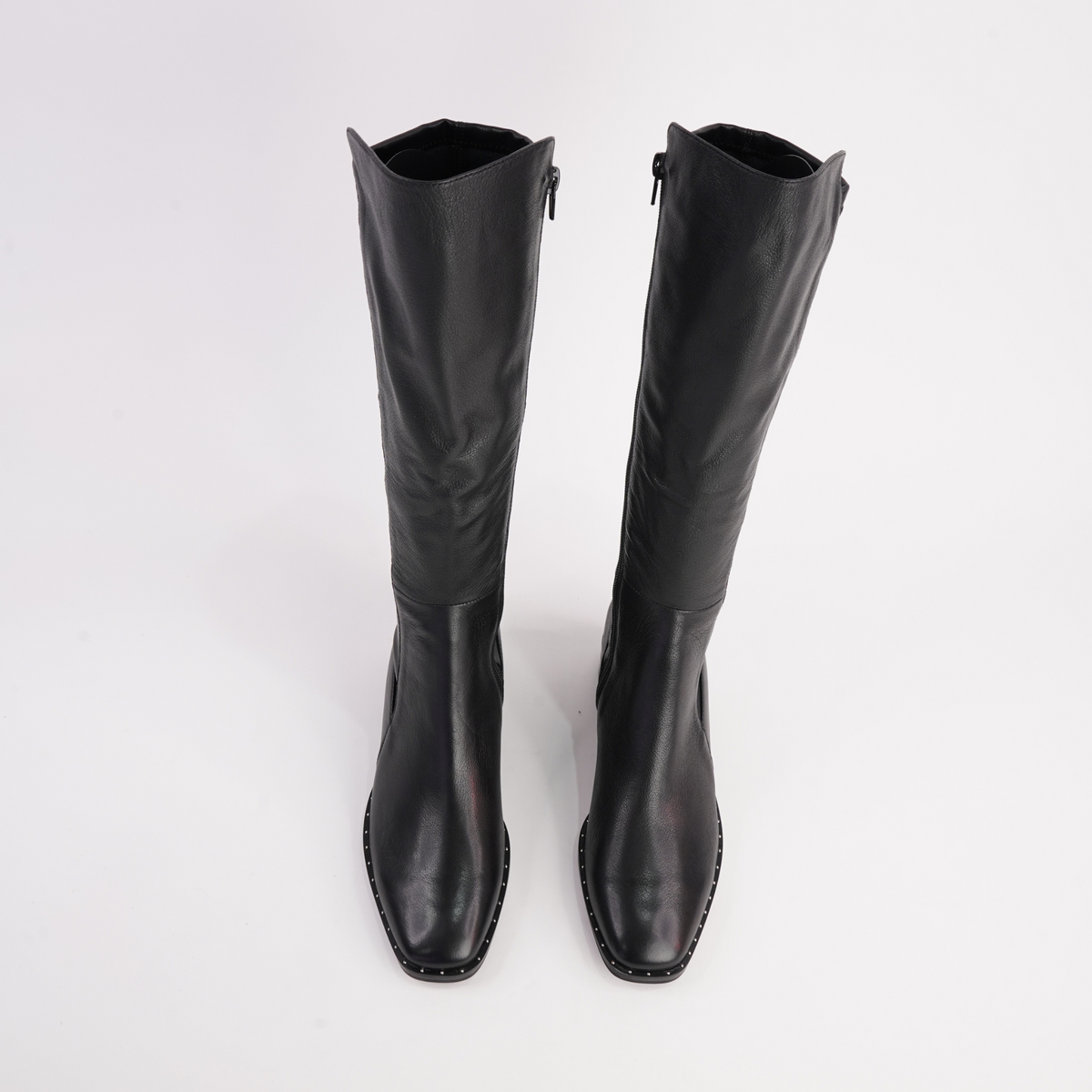 Folmy Black Leather Knee High Boots