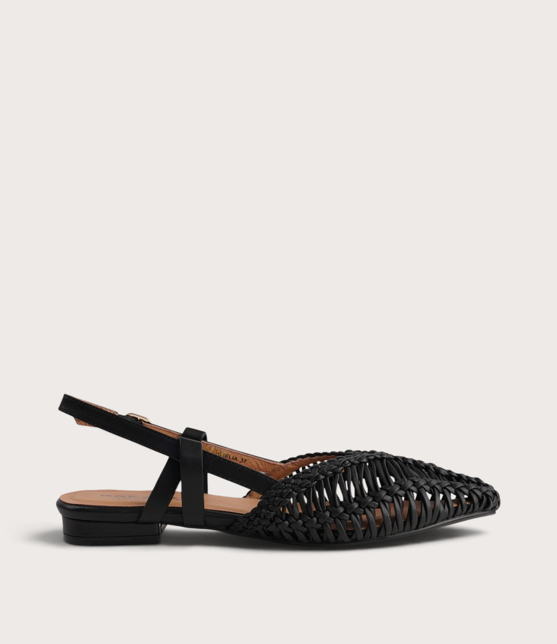 Amelia Black Leather Flats