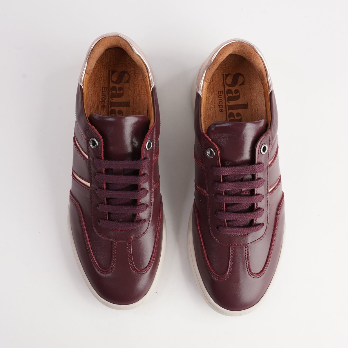 Sage Burgundy Leather Sneakers - SALA | Shouz