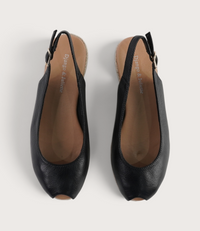 Saniarly Black Leather Espadrille Wedges