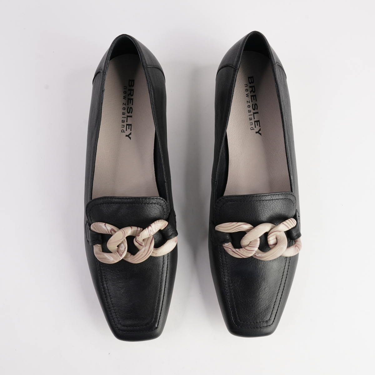 Roam Black/ Bone Leather Loafers - BRESLEY | Shouz