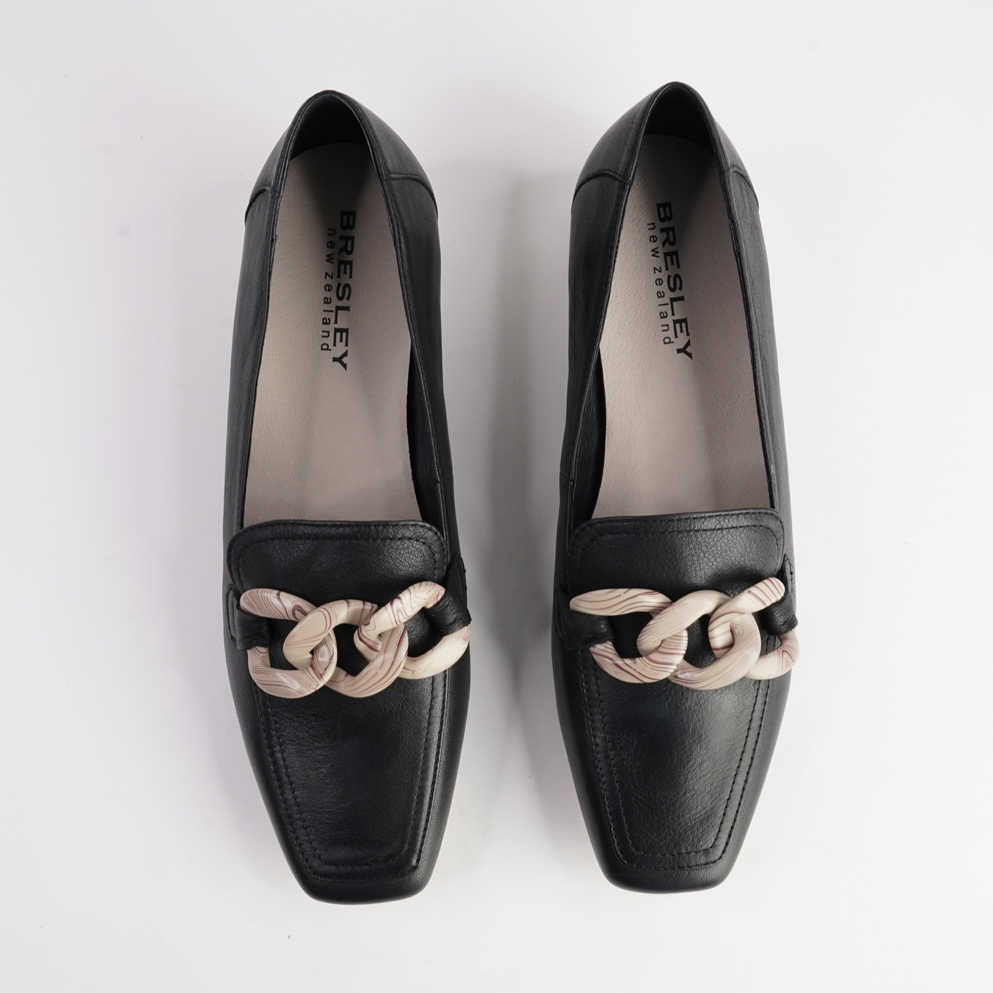 Roam Black/ Bone Leather Loafers - BRESLEY | Shouz