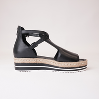 Alexys Black Leather Platform Sandals