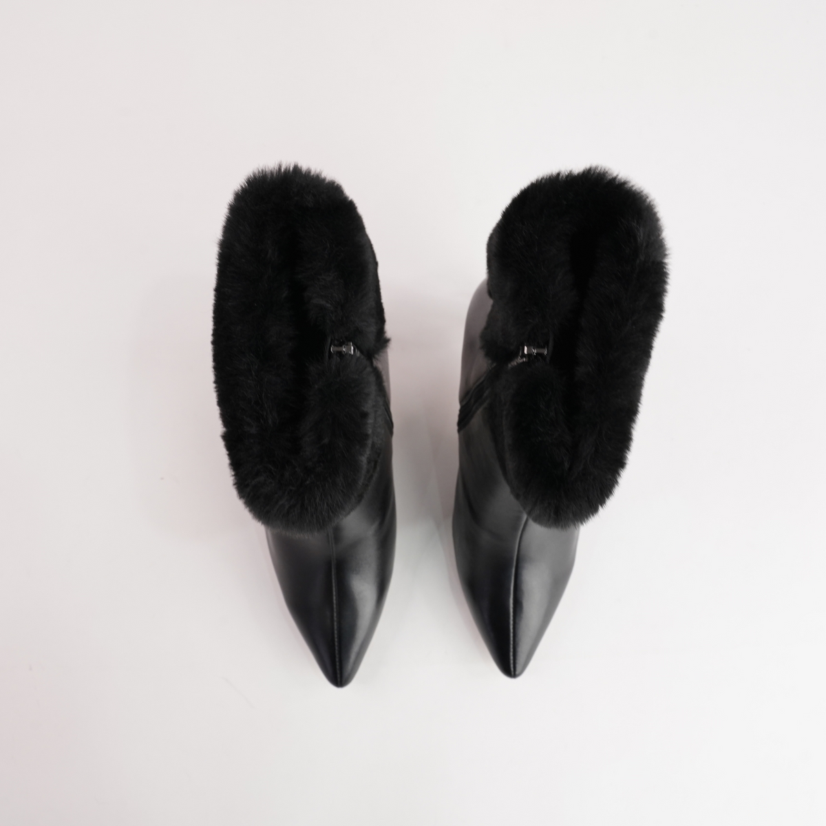 Belos Black Leather/ Fur Ankle Boots