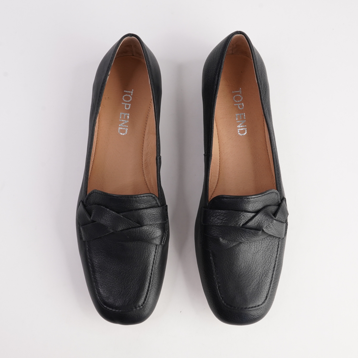 Marcee Black Leather Flats - TOP END | Shouz