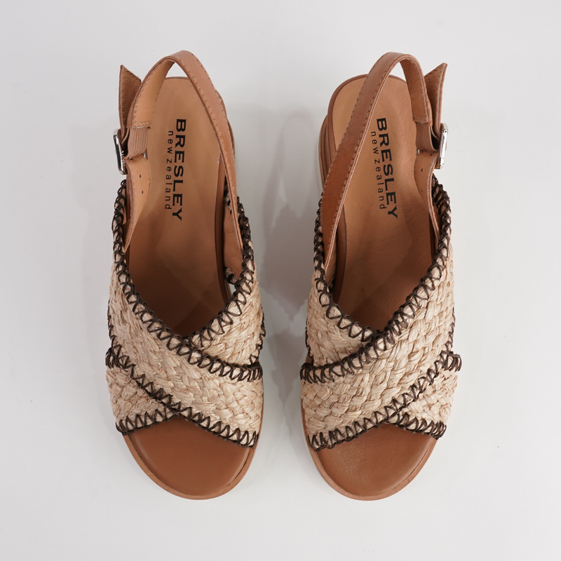 Shayna Tan Combo Leather Sandals