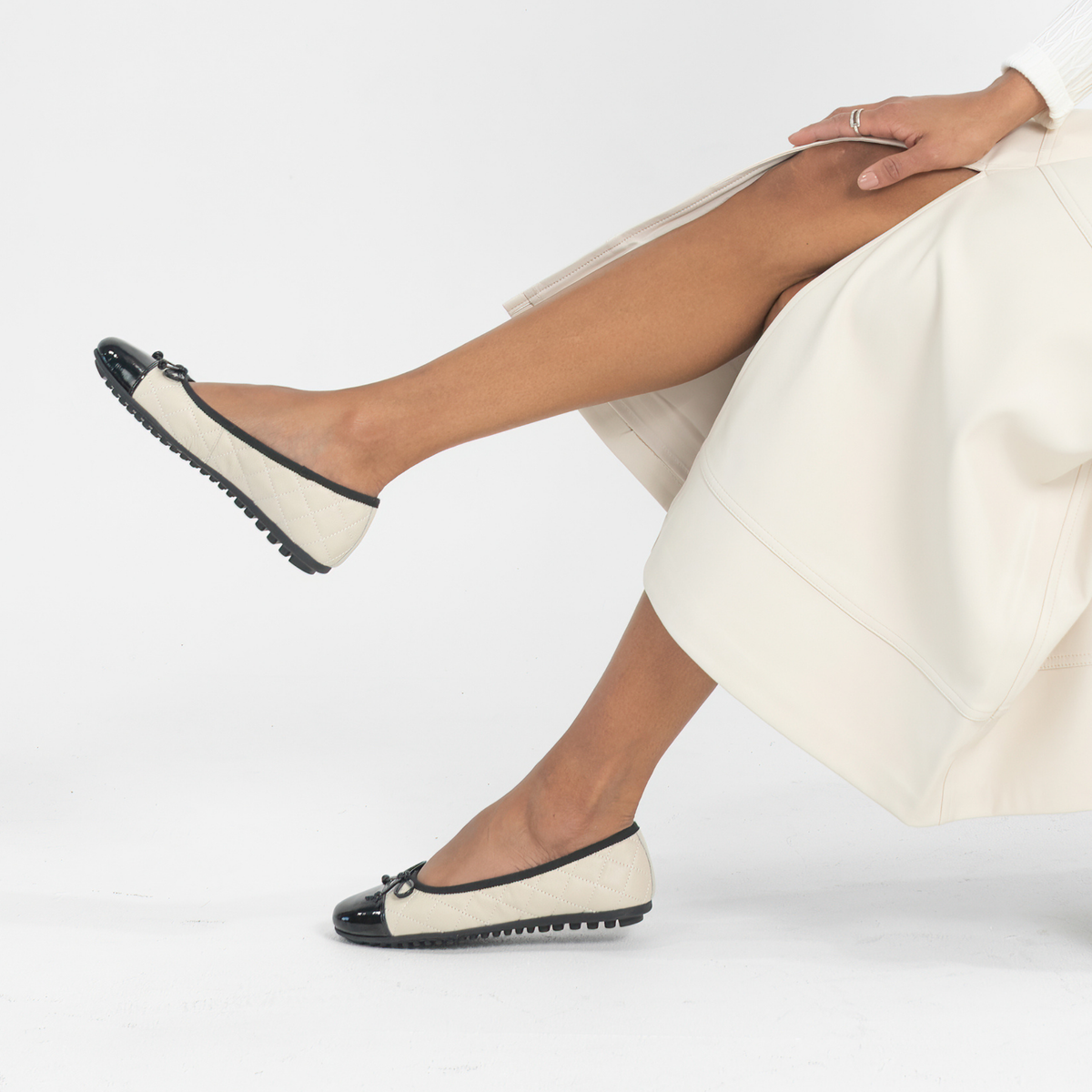 Bookie Black Patent/ Milk Leather Ballet Flats - DJANGO AND JULIETTE | Shouz