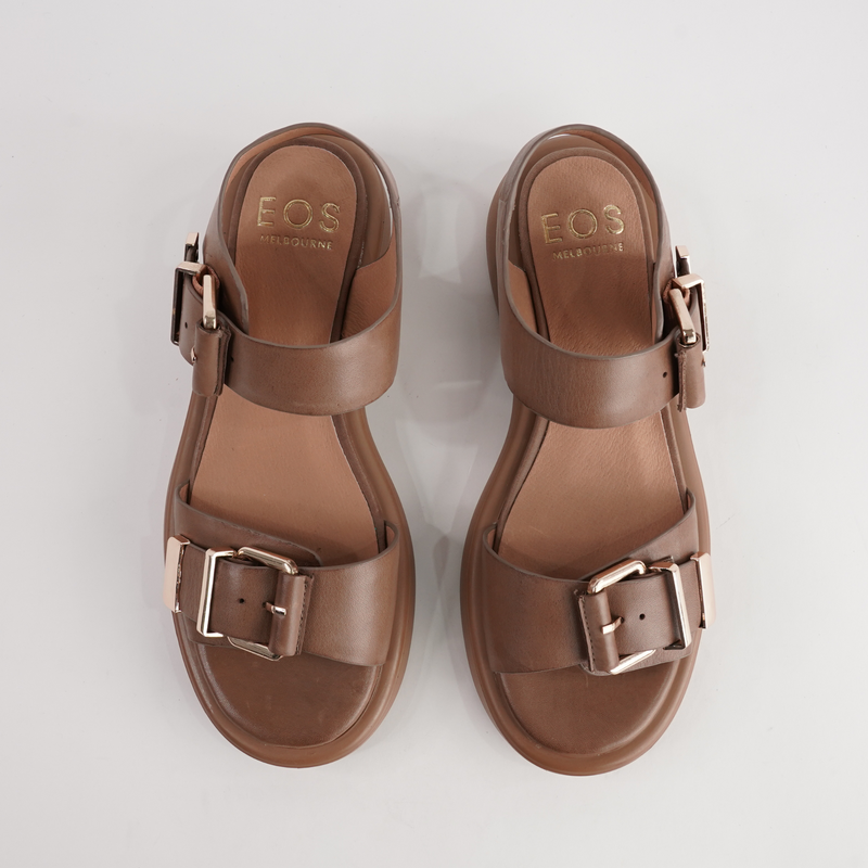 Ele Pecan Leather Sandals