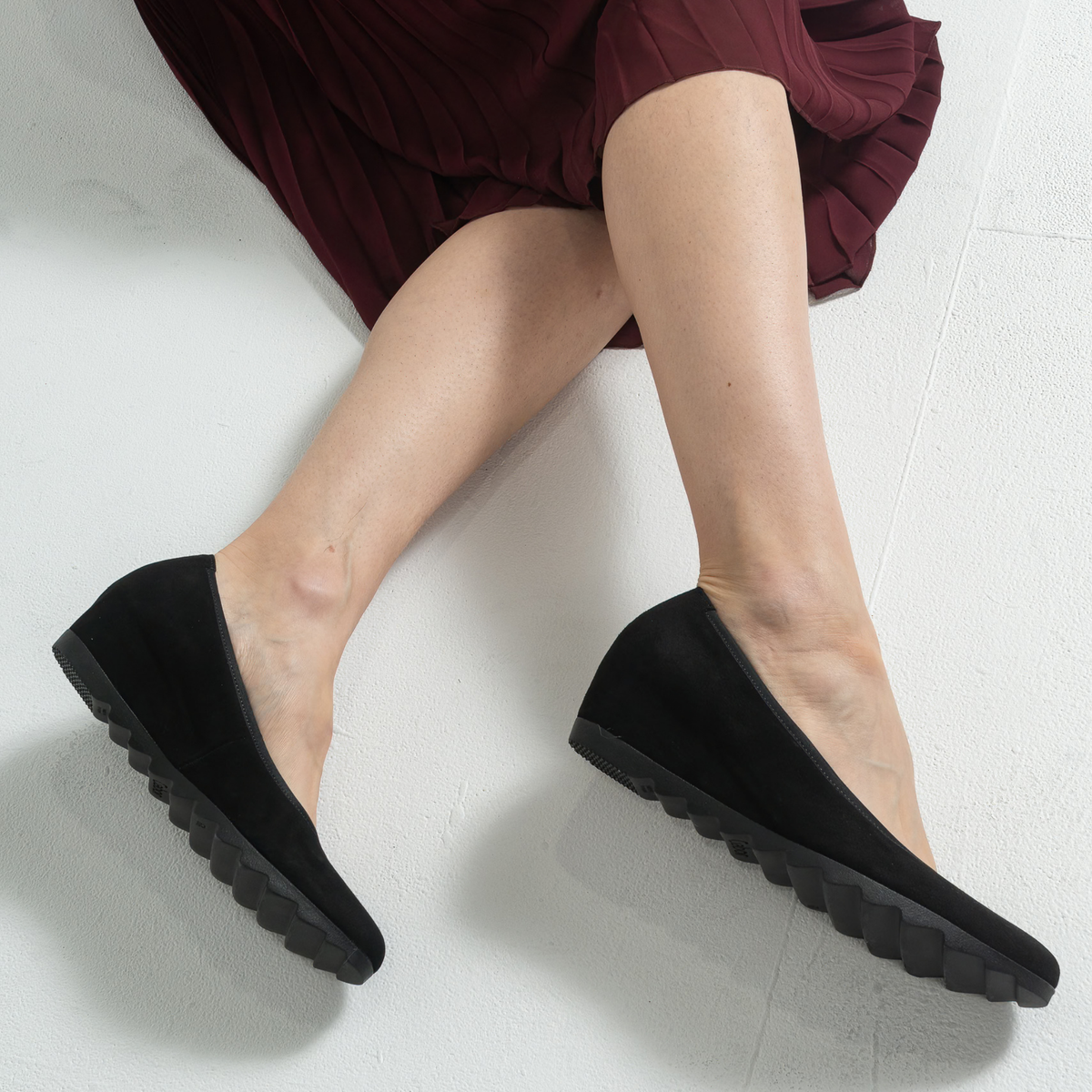 Gail Black Suede Leather Heels