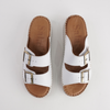 Solena White Leather Slides
