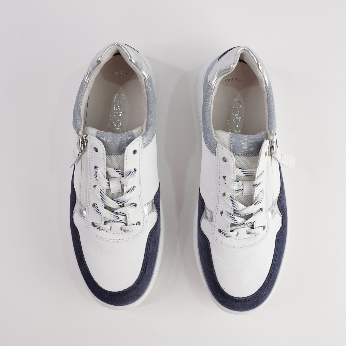 Demi White/ Denim Leather Sneakers - GABOR | Shouz