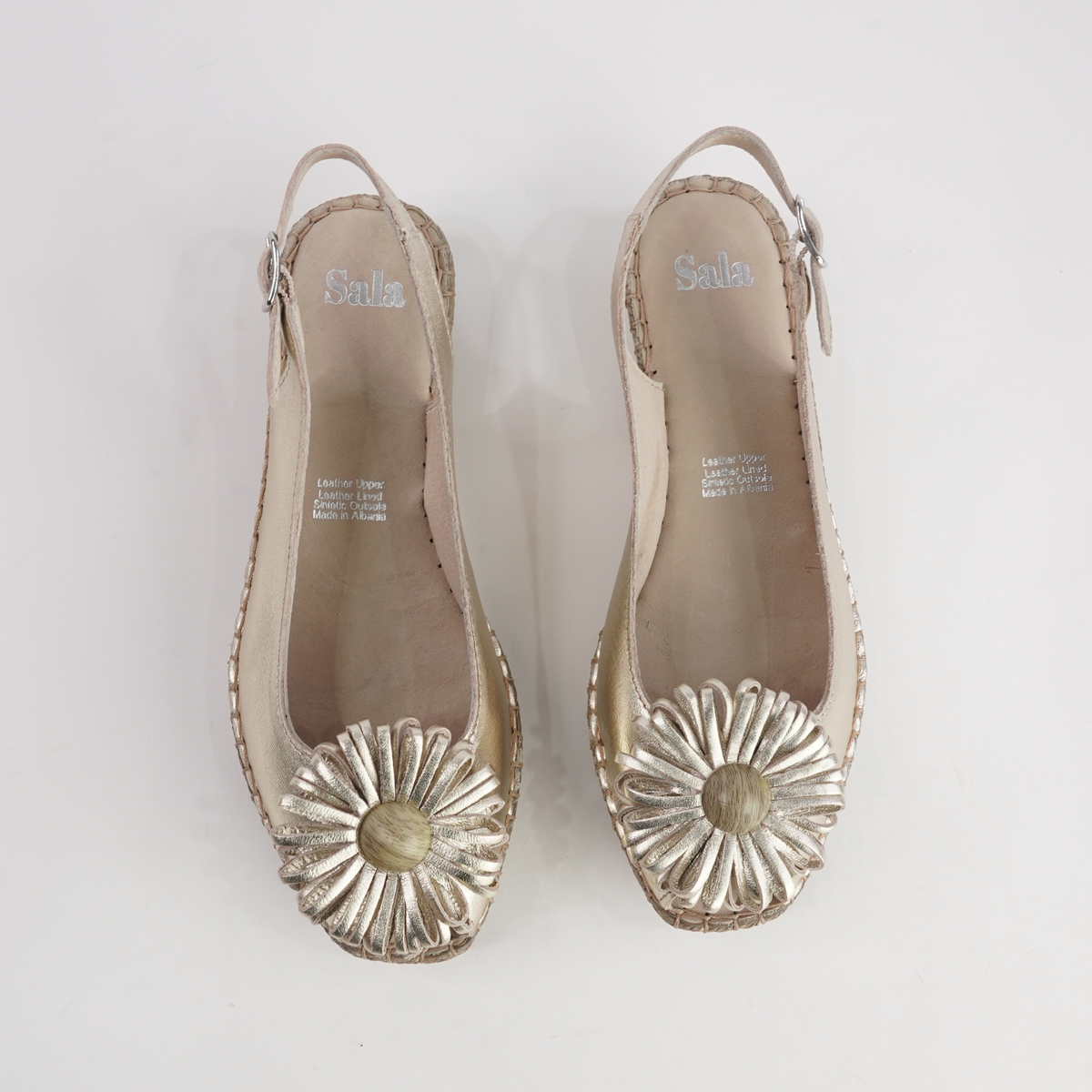 Erica Platino Leather Espadrille Wedges - SALA | Shouz