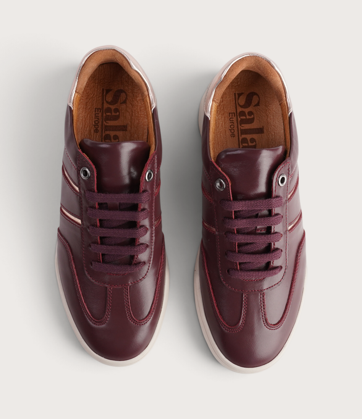 Sage Burgundy Leather Sneakers - SALA | Shouz