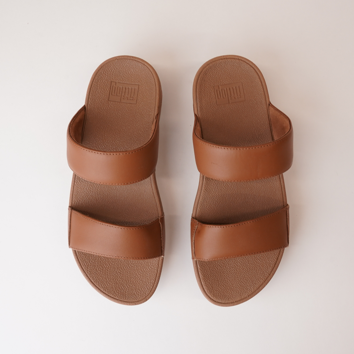 Lulu Leather Slides Light Tan Sandals - FITFLOP | Shouz