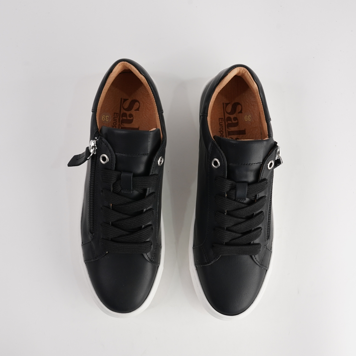 Elly Black Leather Sneakers - SALA | Shouz