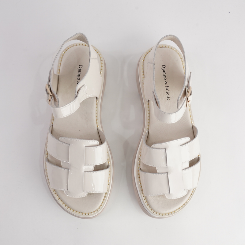 Simm Ivory Patent Leather Sandals