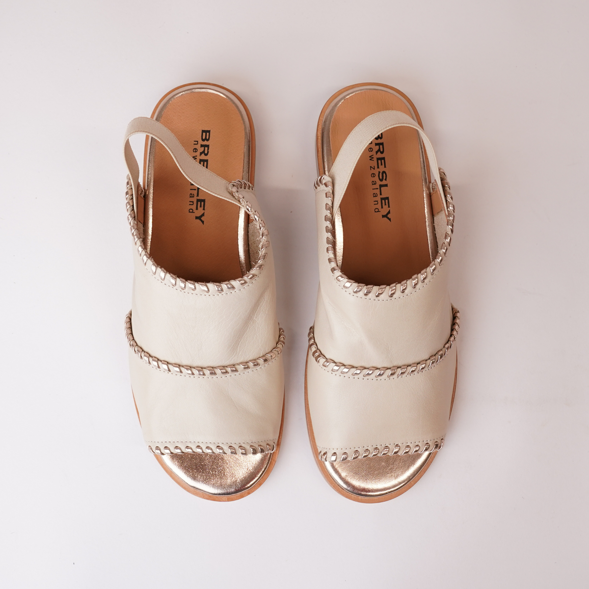 Serenade Swan/ Gold Leather Sandals - BRESLEY | Shouz