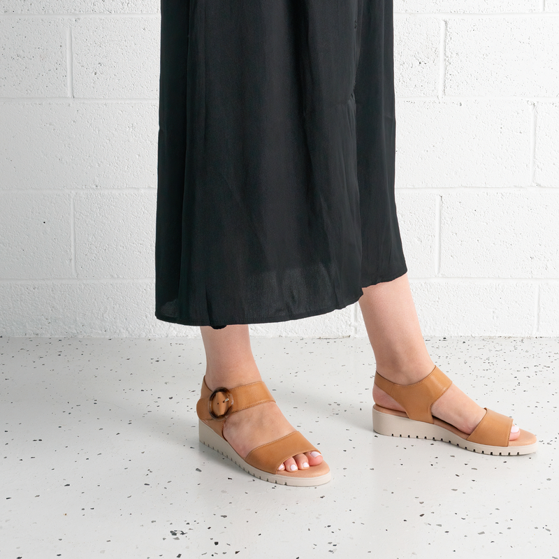 Manessay Tan/ Almond Leather Sandals