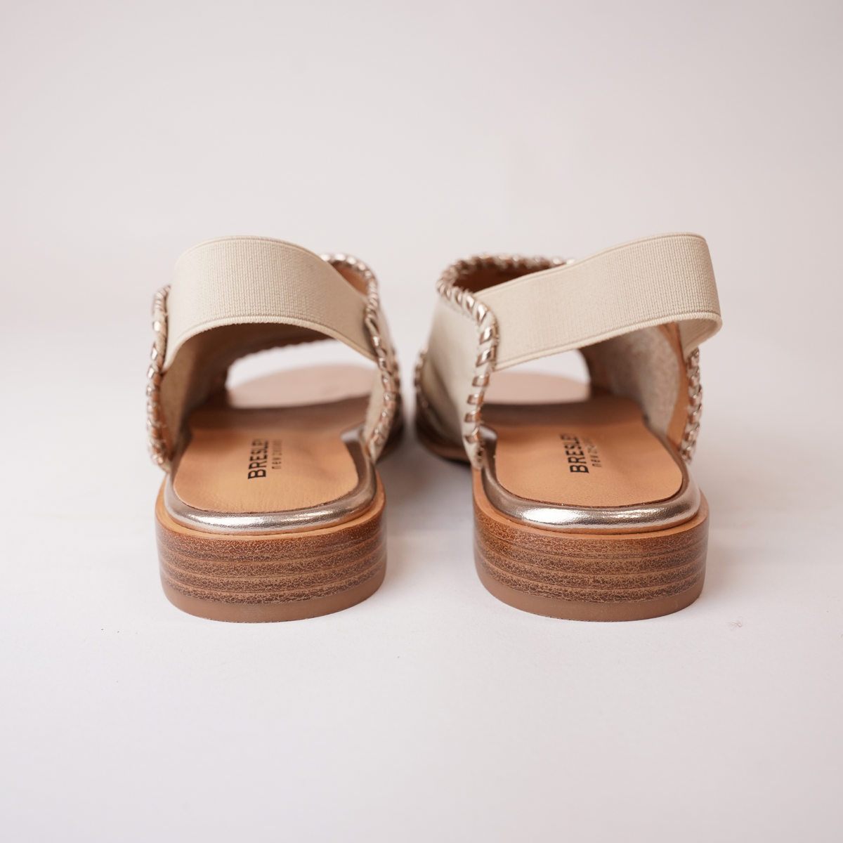 Serenade Swan/ Gold Leather Sandals - BRESLEY | Shouz