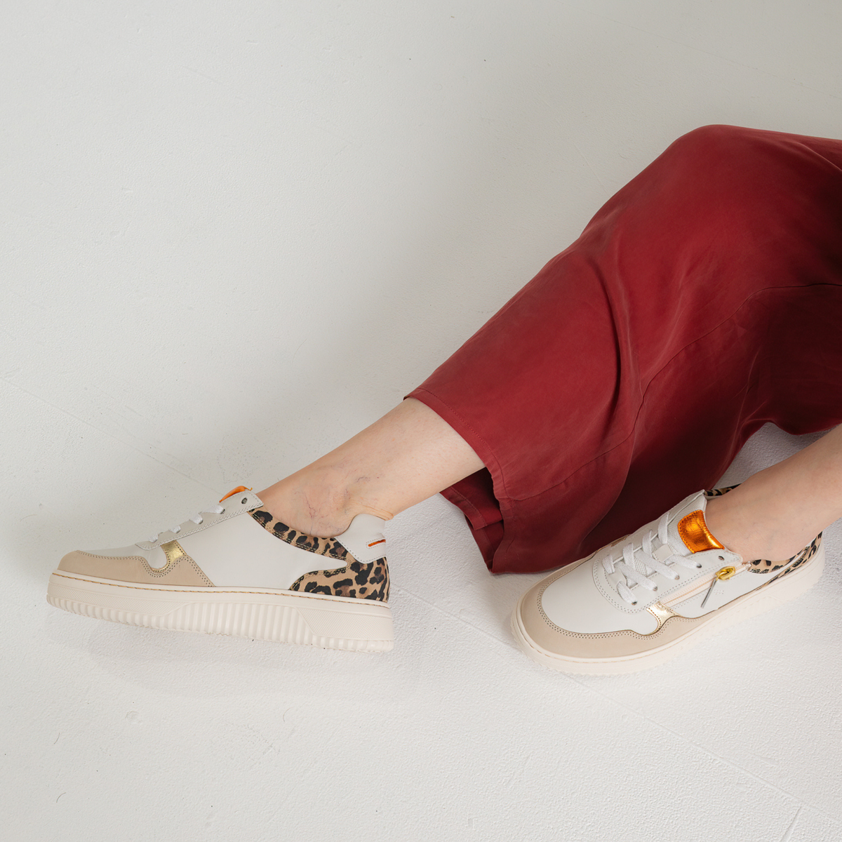 Demi Off White/ Natural Leather Sneakers - GABOR | Shouz