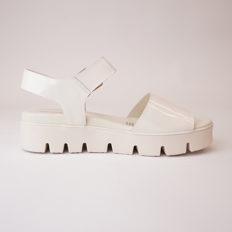 Babels Ivory Patent Leather Sandals