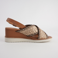Shayna Tan Combo Leather Sandals