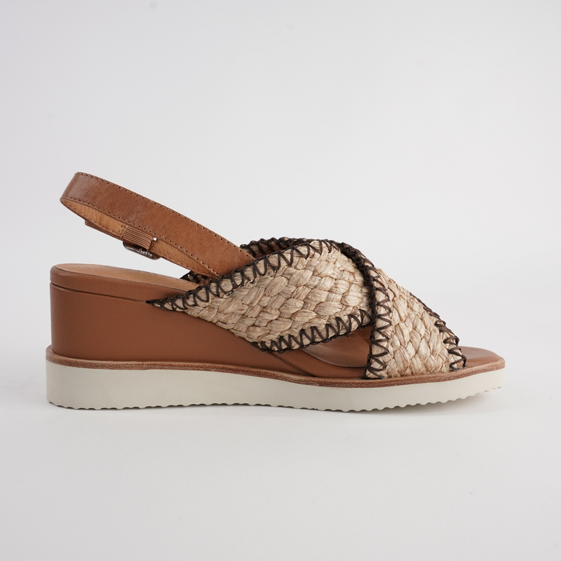 Shayna Tan Combo Leather Sandals