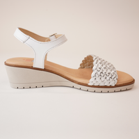 Dione White/ Silver Leather Sandals