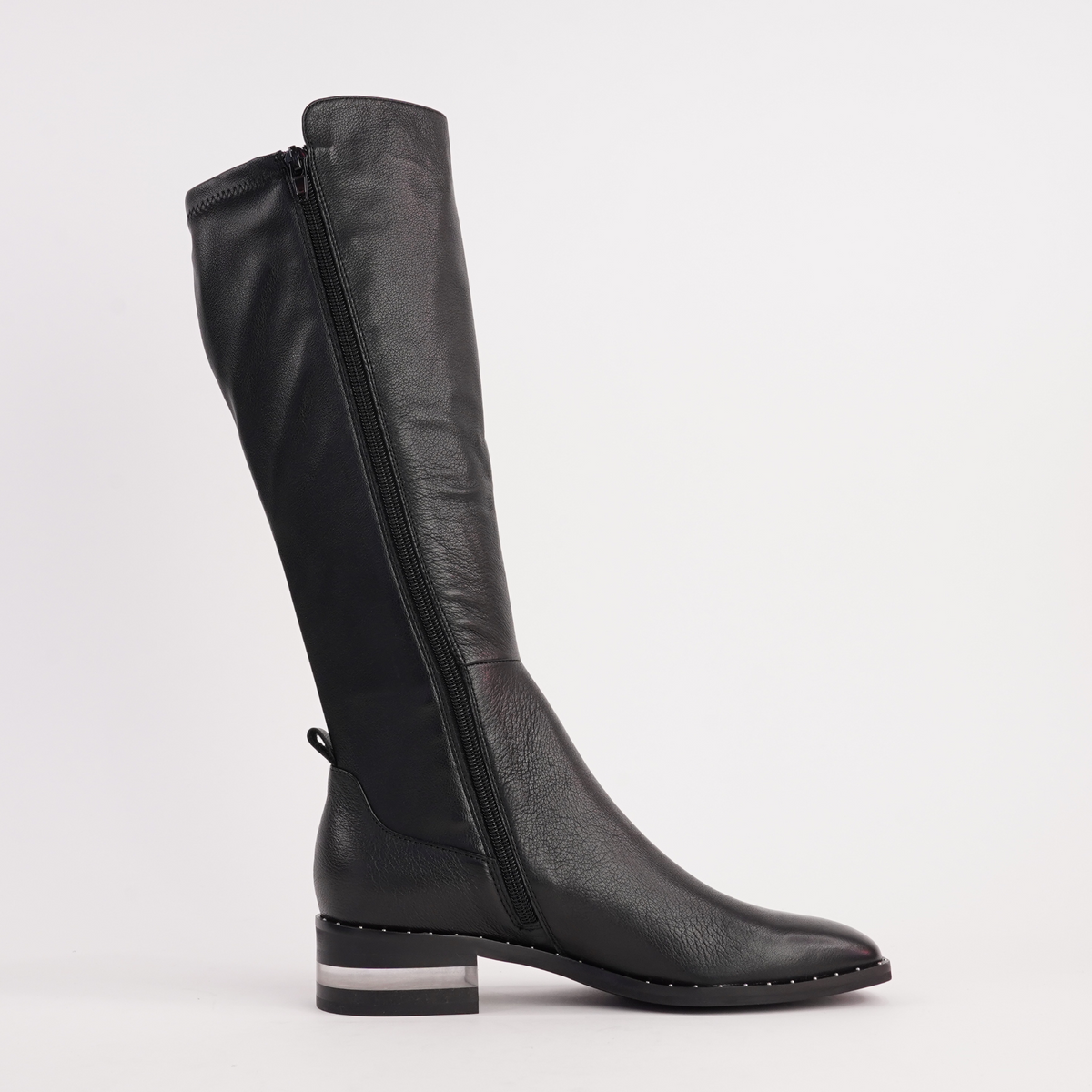 Folmy Black Leather Knee High Boots