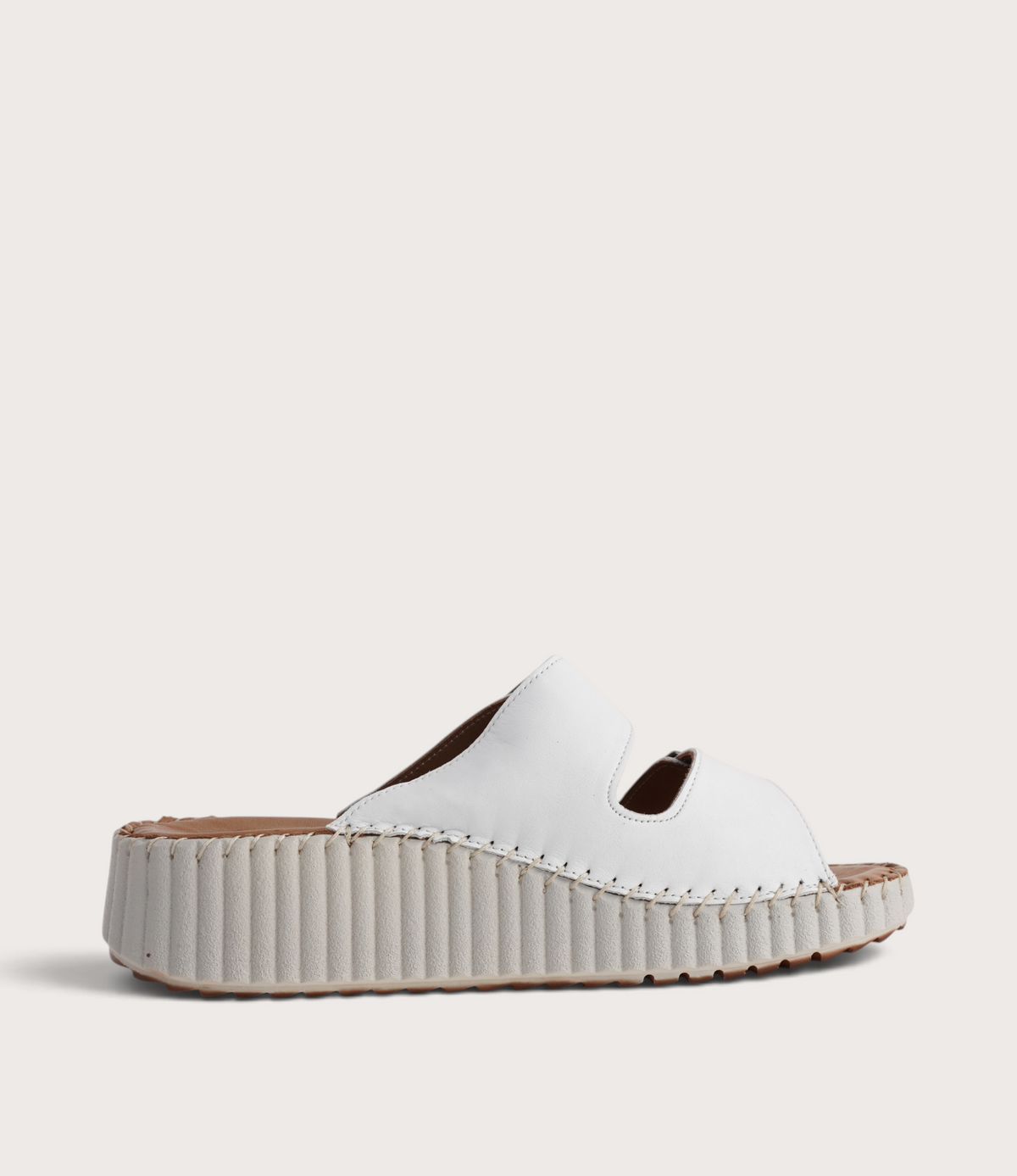 Solena White Leather Slides