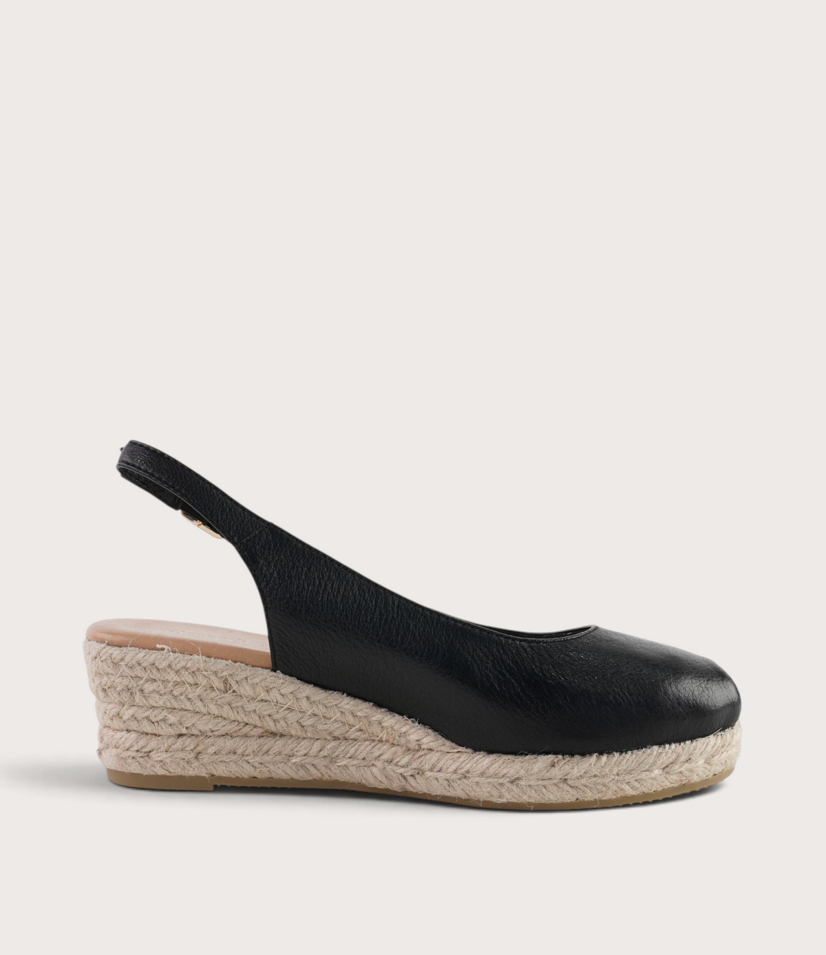 Saniarly Black Leather Espadrille Wedges