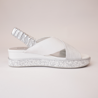 Debacle White/Silver Leather Sandals