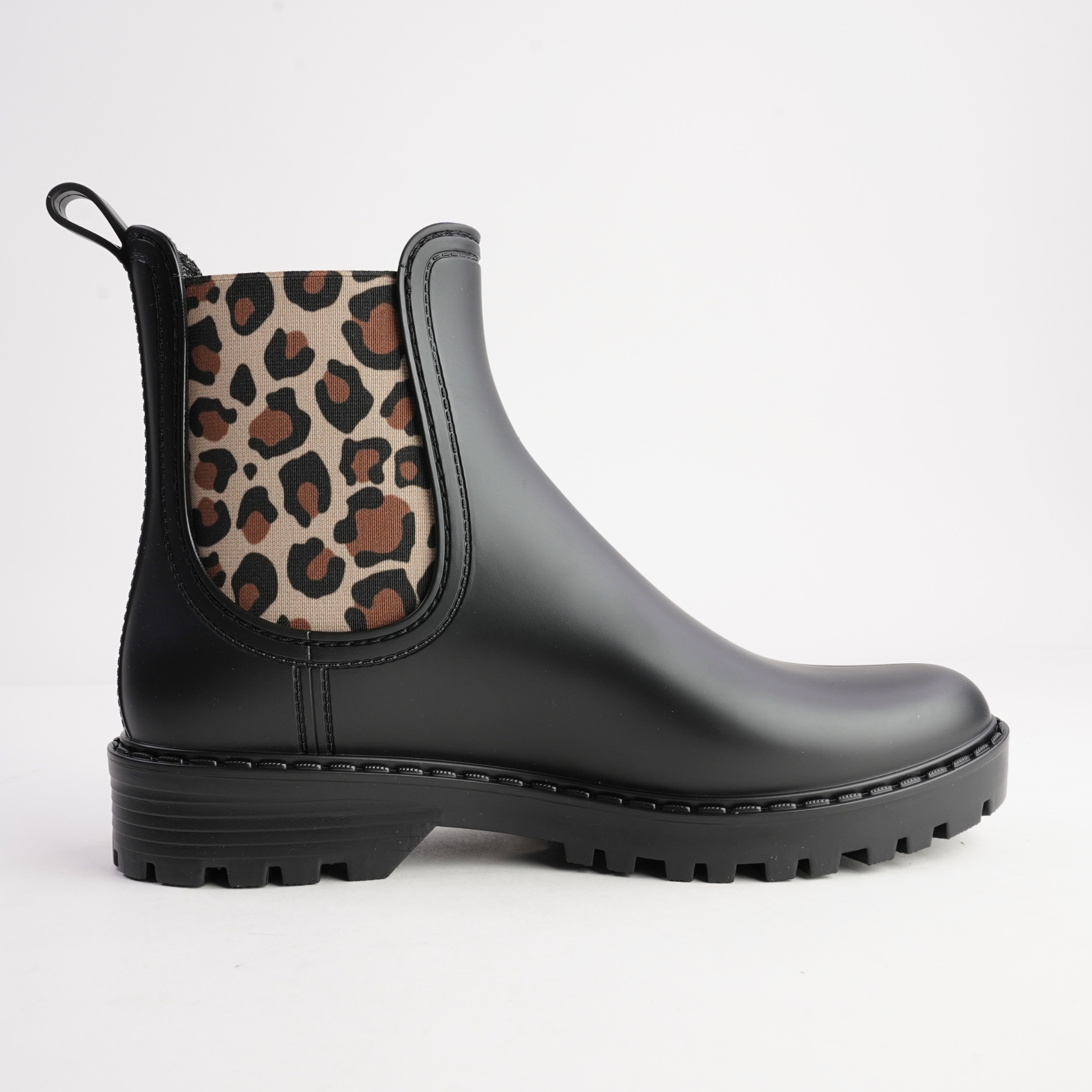 Gaudi Negro/ Leopard Matte Animal Gumboots - VERBENAS | Shouz