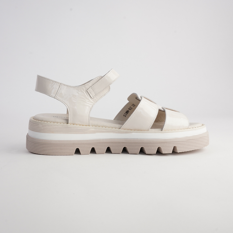 Simm Ivory Patent Leather Sandals
