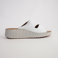 Solena White Leather Slides