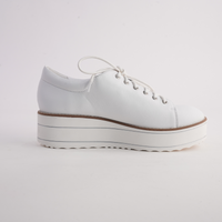 Nabie White/ White Sole Leather Sneakers