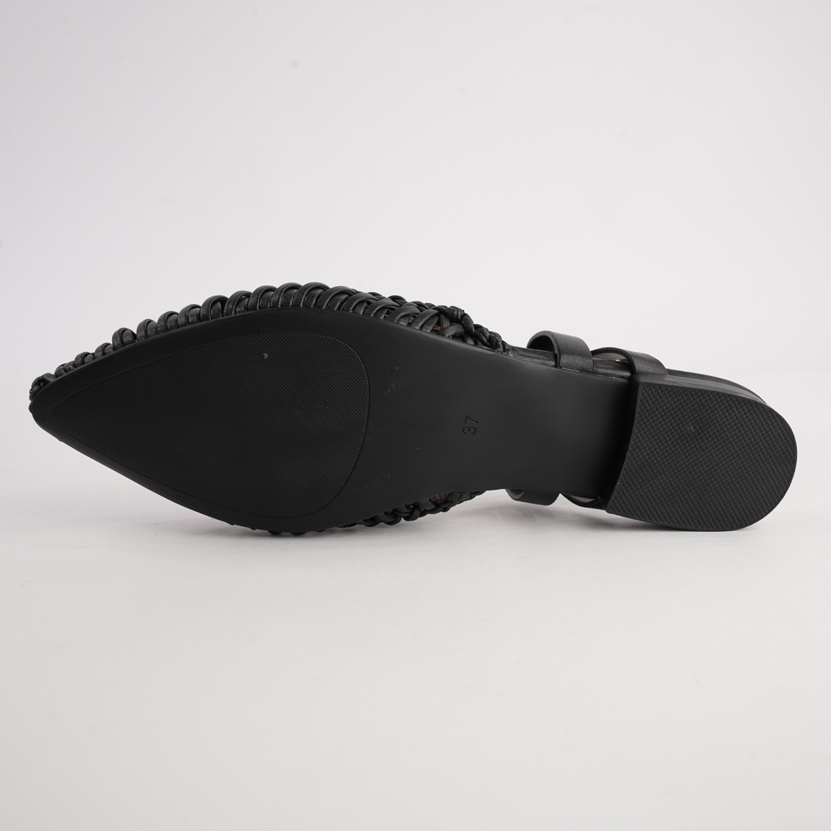 Amelia Black Leather Flats - BRESLEY | Shouz