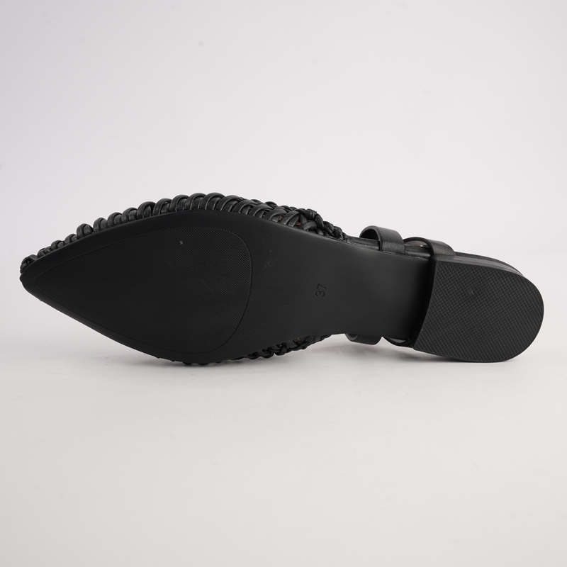 Amelia Black Leather Flats