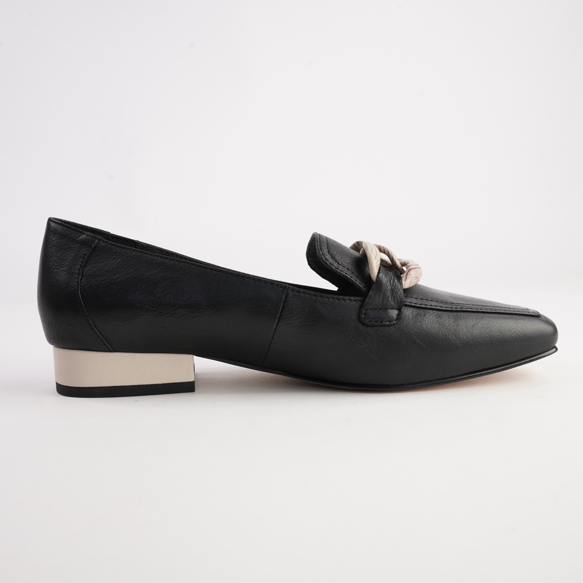 Roam Black/ Bone Leather Loafers - BRESLEY | Shouz