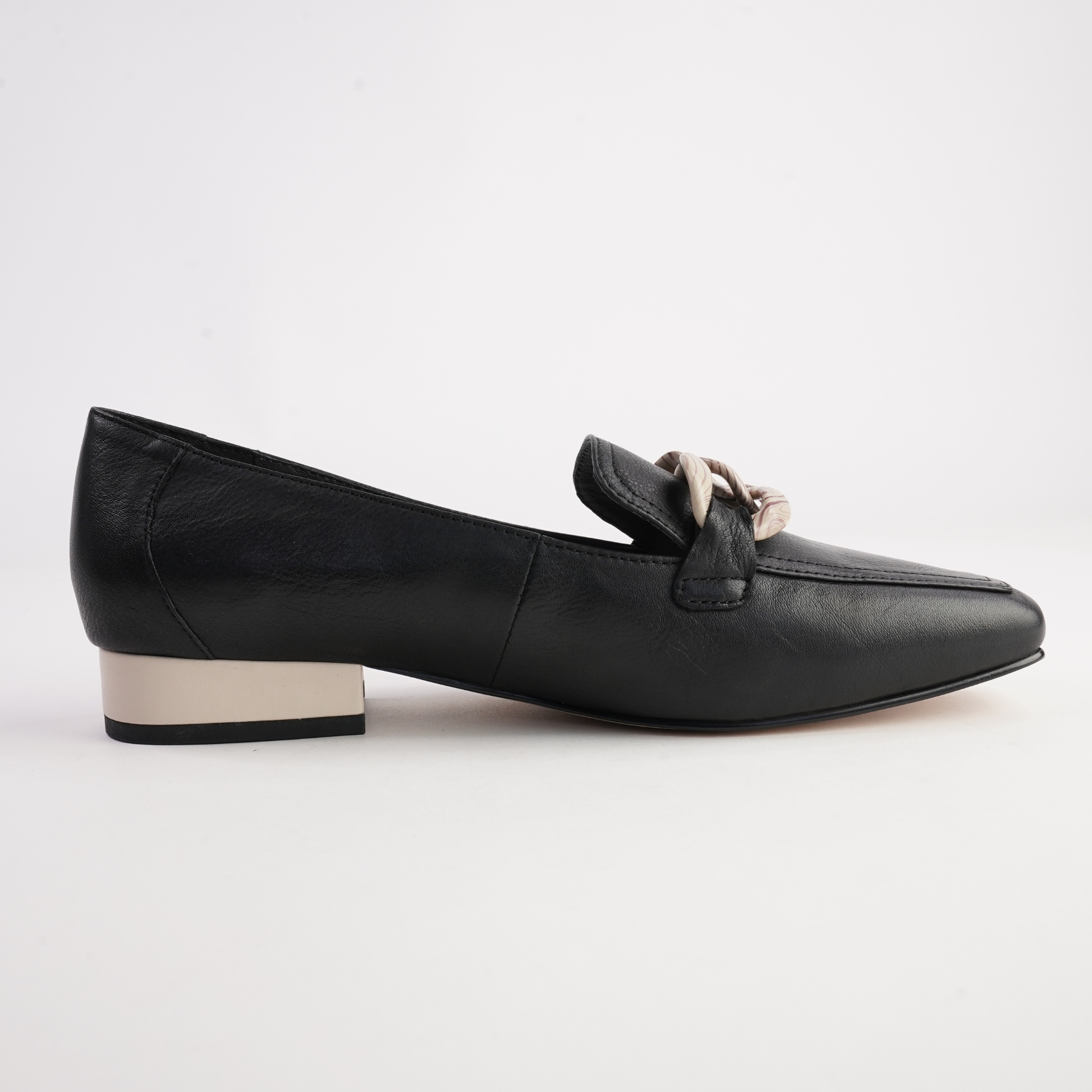 Roam Black/ Bone Leather Loafers - BRESLEY | Shouz