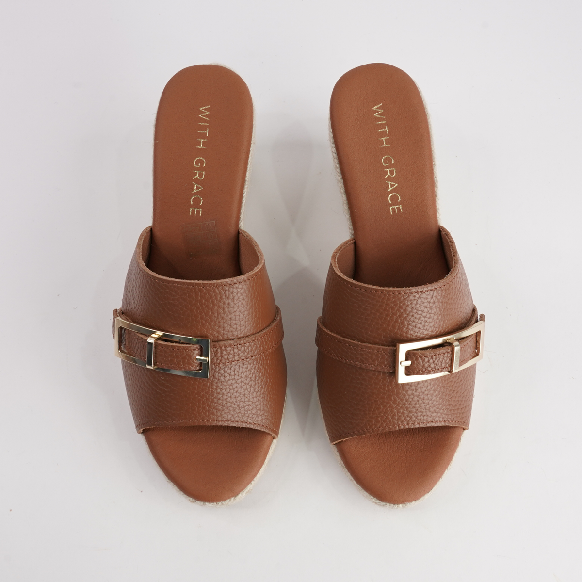 Zara Doya Roble Leather Espadrille Wedges - WITH GRACE | Shouz