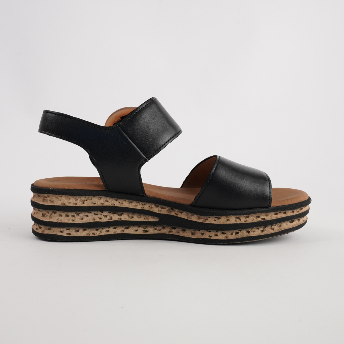 Margo Black Leather Sandals - GABOR | Shouz
