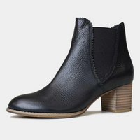 Sadore Black / Natural Leather Ankle Boots - Shouz