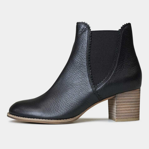 Sadore Black / Natural Leather Ankle Boots - Shouz