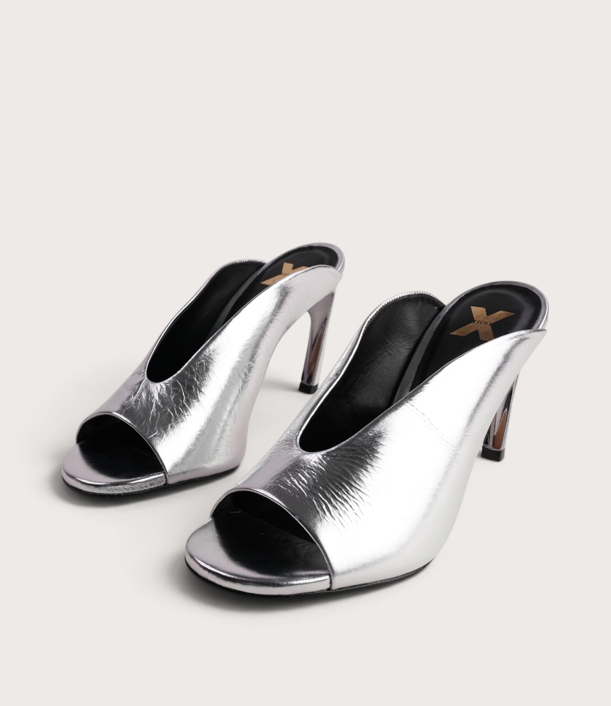 Xalina Silver Leather Heels - NU BY NEO | Shouz