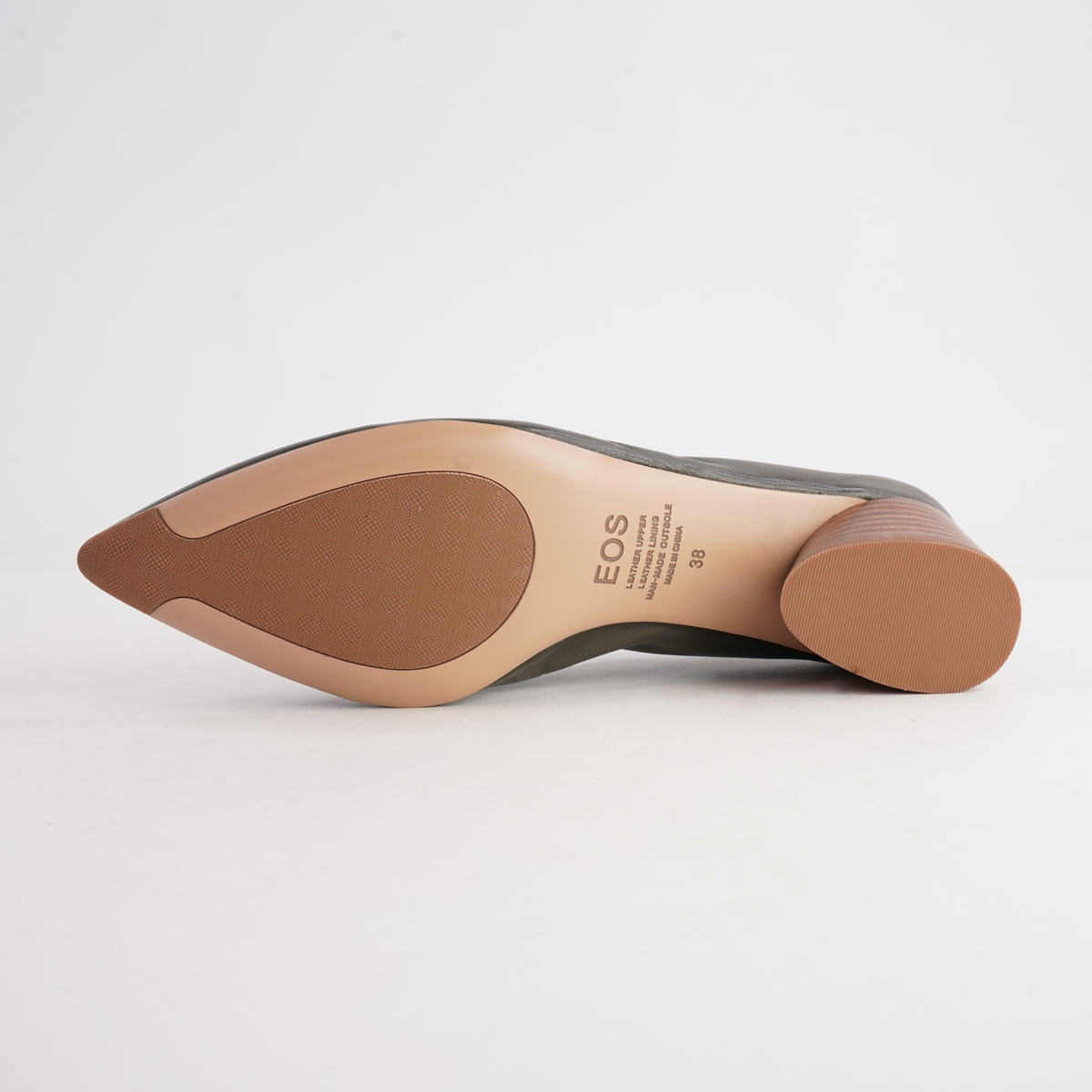 Hatena Dark Olive Leather Heels - EOS FOOTWEAR | Shouz
