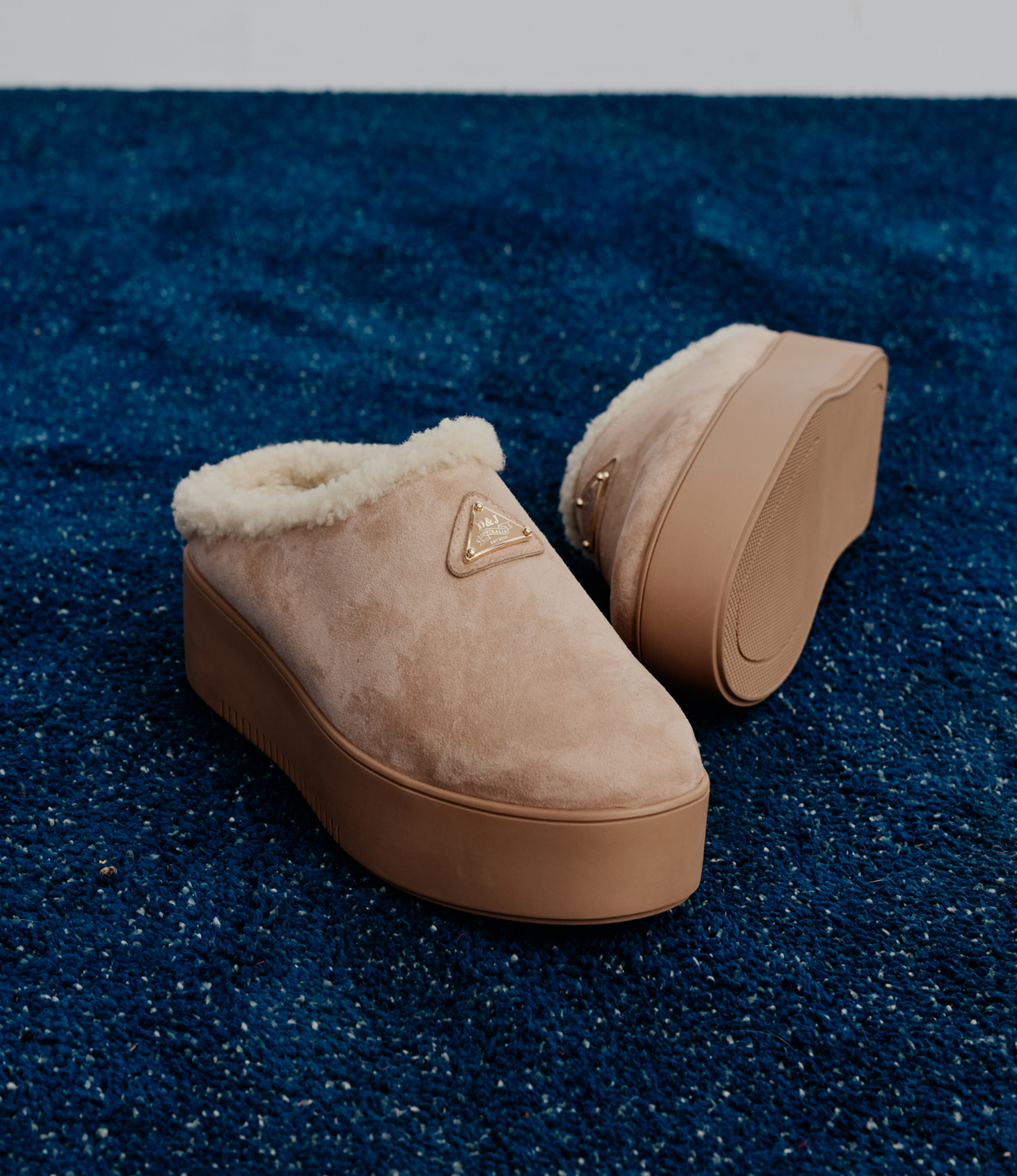 Willkie Sand/ Natural Suede Fur Flats - DJANGO AND JULIETTE | Shouz