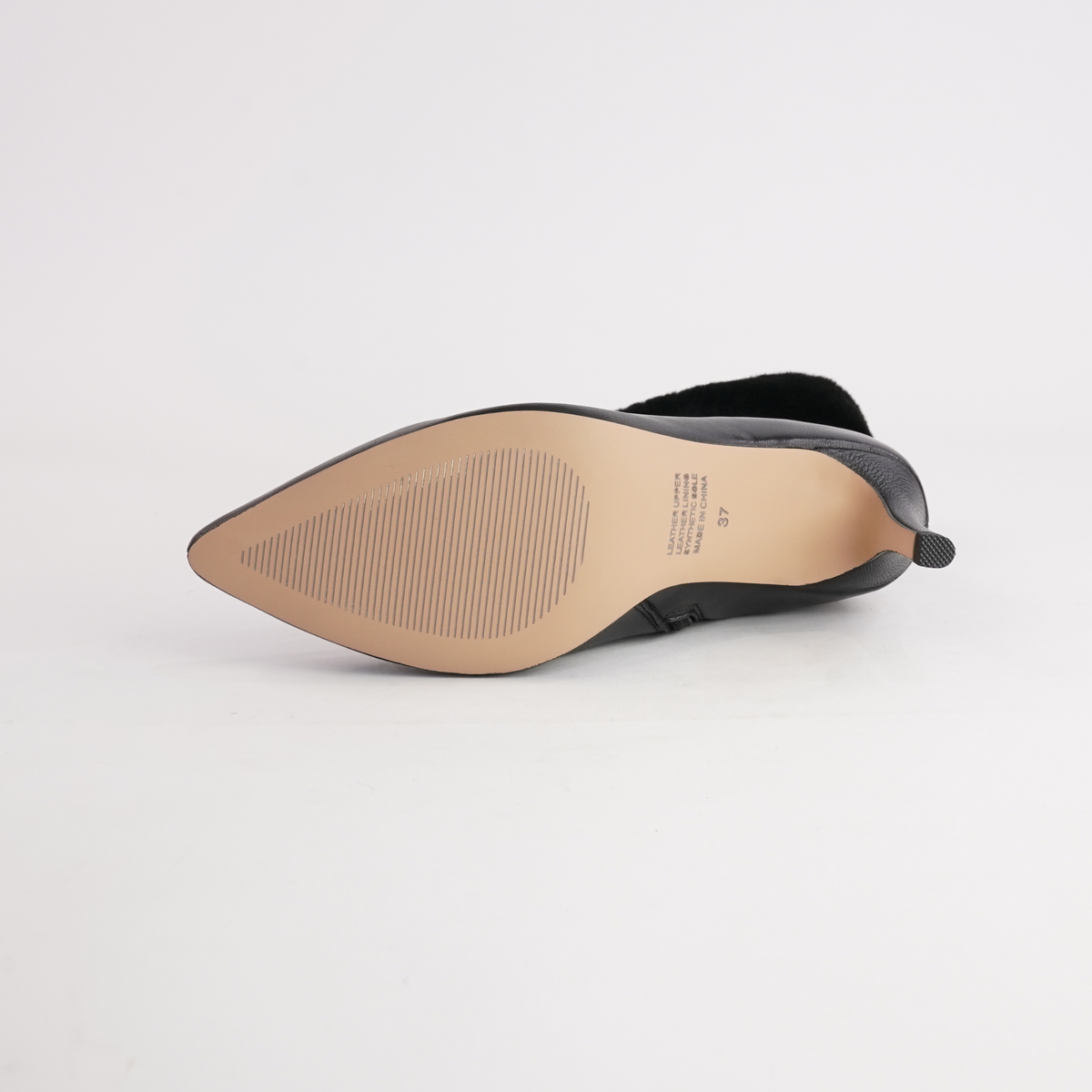 Belos Black Leather/ Fur Ankle Boots