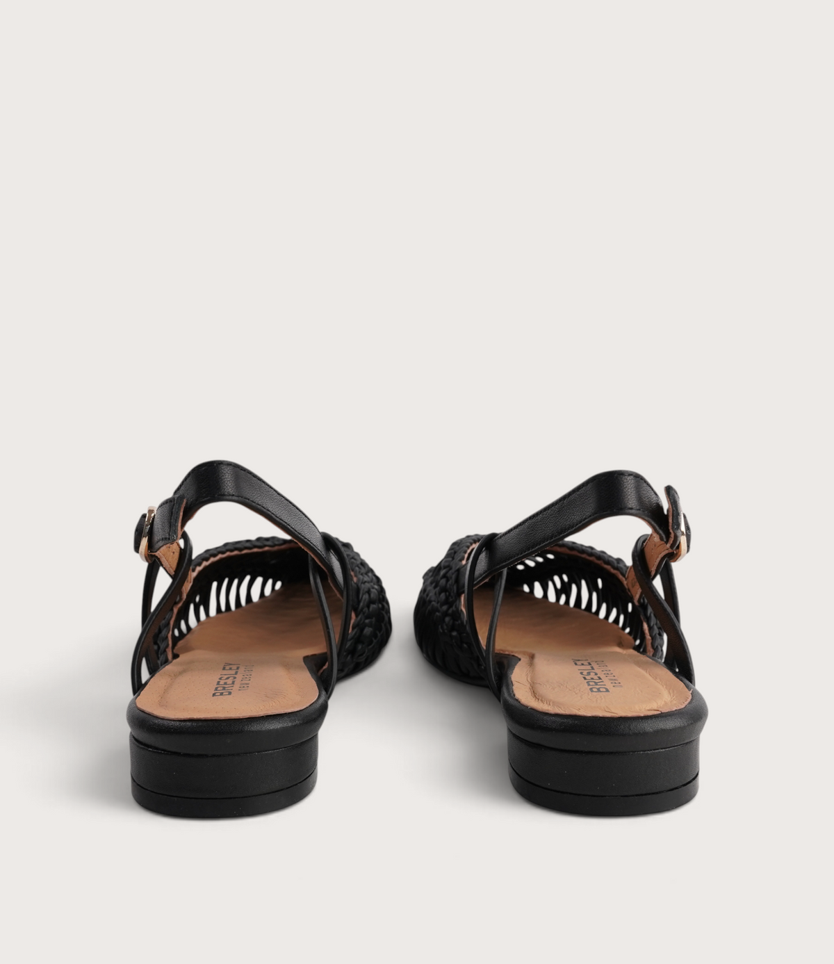 Amelia Black Leather Flats